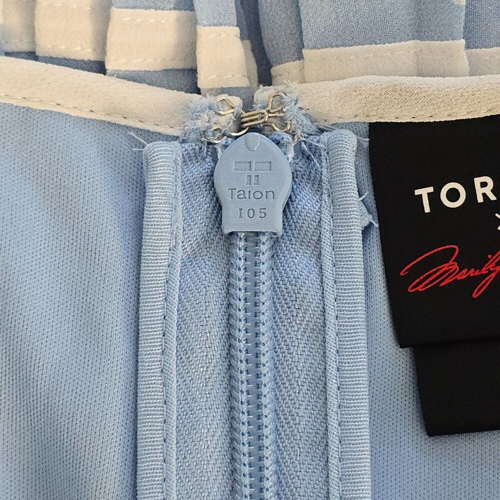 Torrid x Marilyn Monroe Blue Tiered Polka Dot Pleated Midi Dress Size 12 NWT - Picture 14 of 15